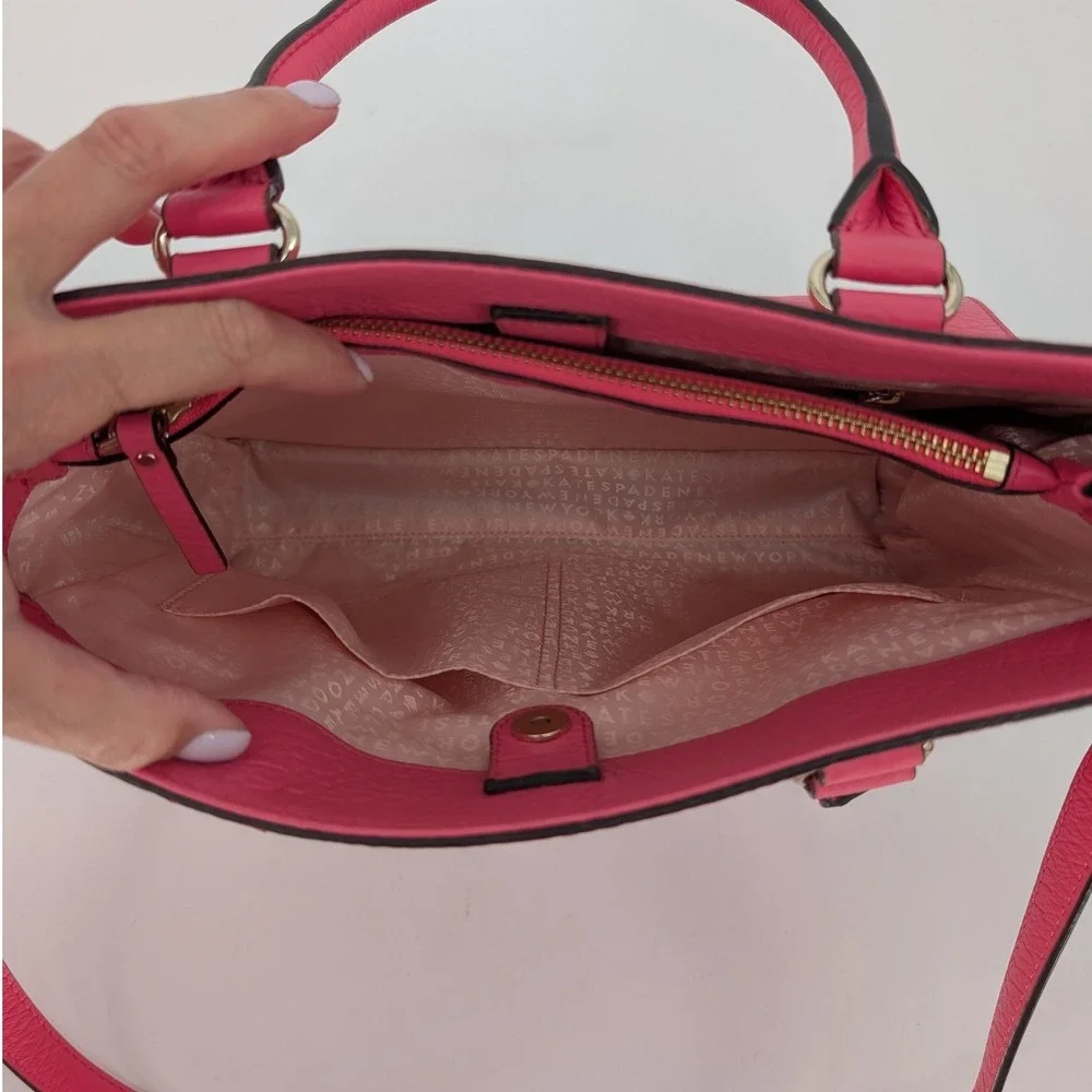Kate Spade Perri Lane Romy Satchel‎ Medium Pink Leather Laser Cut Preppy Luxury